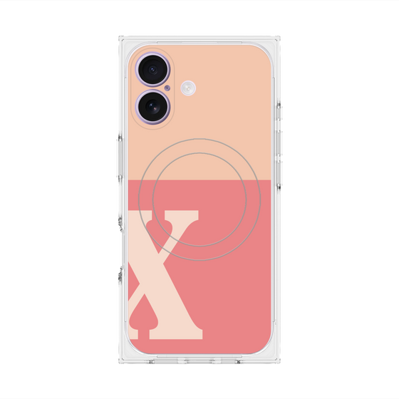 Premium Square Case with MagSafe［ Original - initial two tone - X pink ］