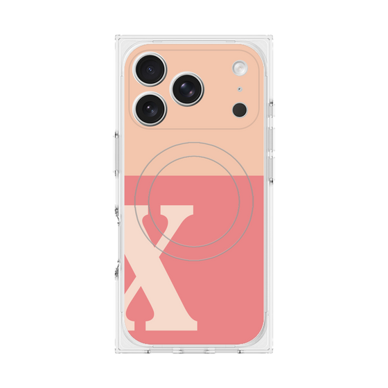 Premium Square Case with MagSafe［ Original - initial two tone - X pink ］