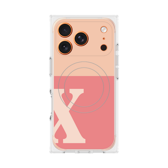 Premium Square Case with MagSafe［ Original - initial two tone - X pink ］