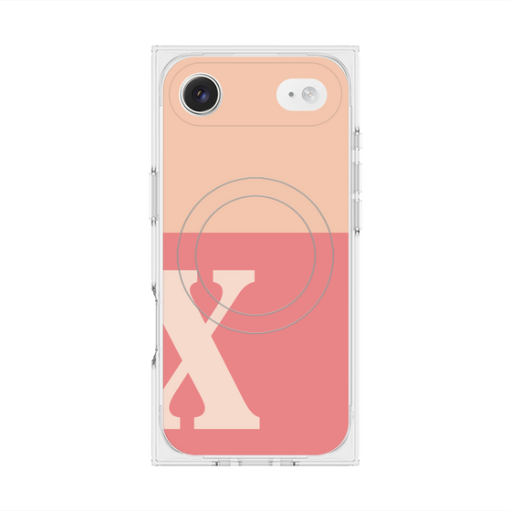 Premium Square Case with MagSafe［ Original - initial two tone - X pink ］