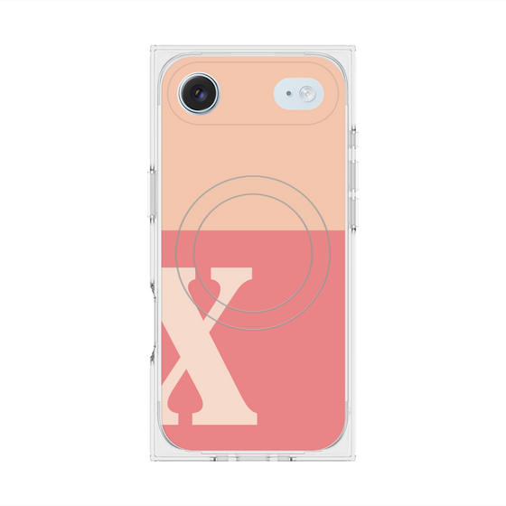 Premium Square Case with MagSafe［ Original - initial two tone - X pink ］