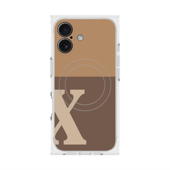 Premium Square Case with MagSafe［ Original - initial two tone - X brown ］