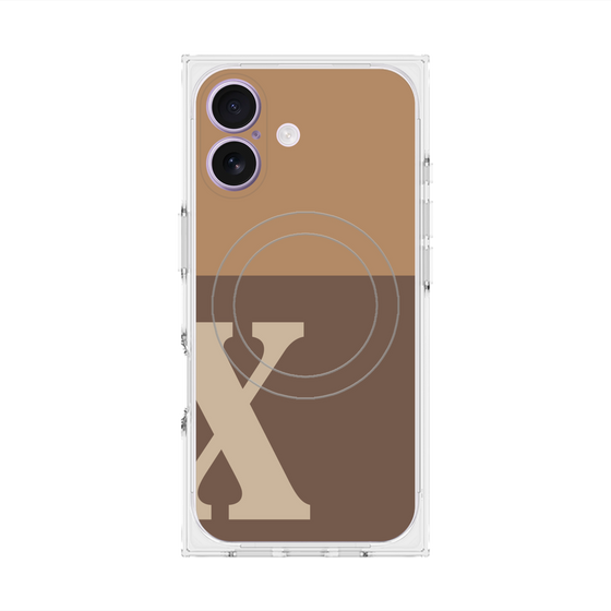 Premium Square Case with MagSafe［ Original - initial two tone - X brown ］