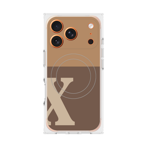 Premium Square Case with MagSafe［ Original - initial two tone - X brown ］