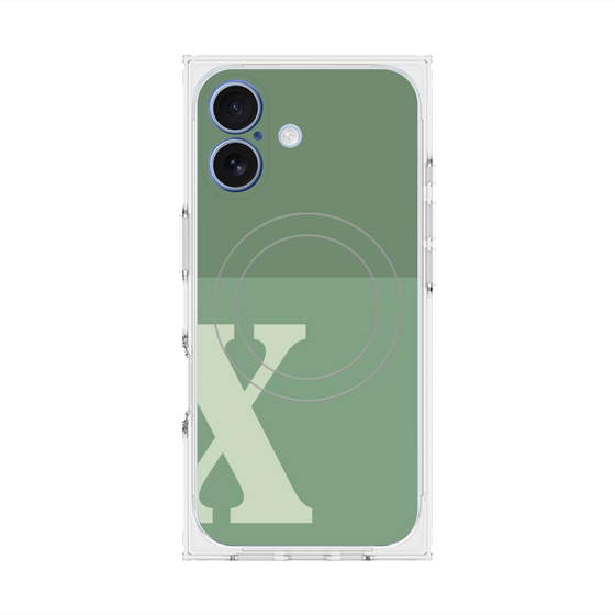 Premium Square Case with MagSafe［ Original - initial two tone - X green ］