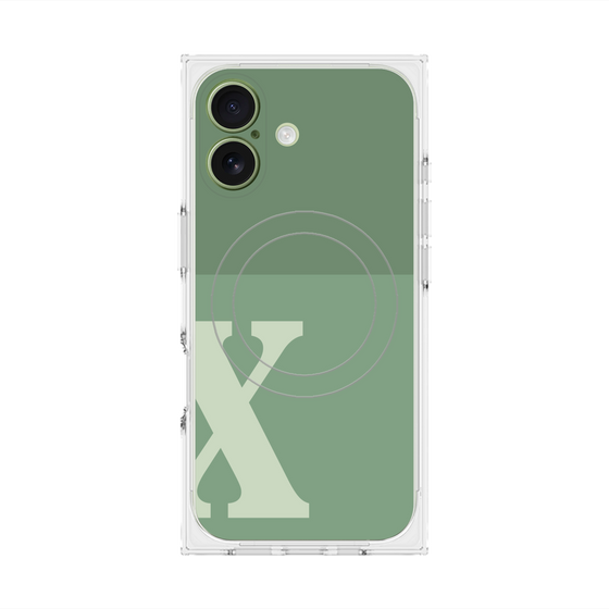 Premium Square Case with MagSafe［ Original - initial two tone - X green ］