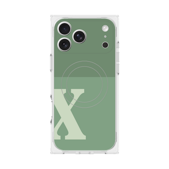 Premium Square Case with MagSafe［ Original - initial two tone - X green ］