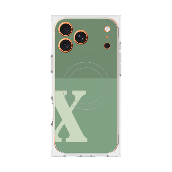 Premium Square Case with MagSafe［ Original - initial two tone - X green ］