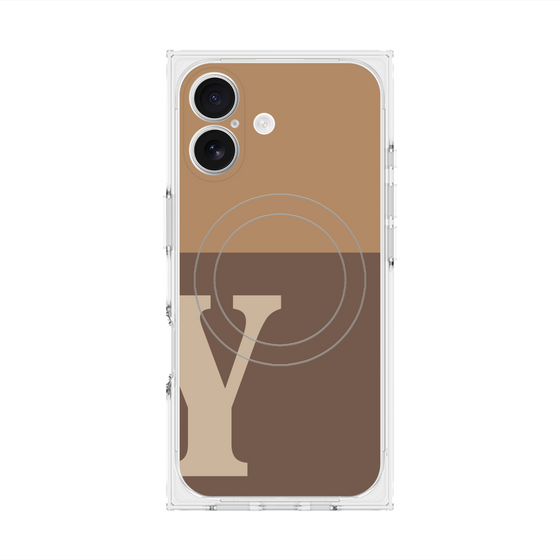 Premium Square Case with MagSafe［ Original - initial two tone - Y brown ］