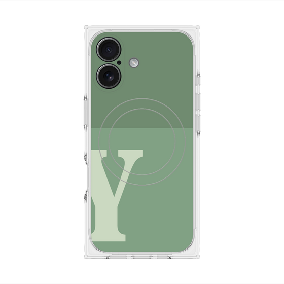 Premium Square Case with MagSafe［ Original - initial two tone - Y green ］