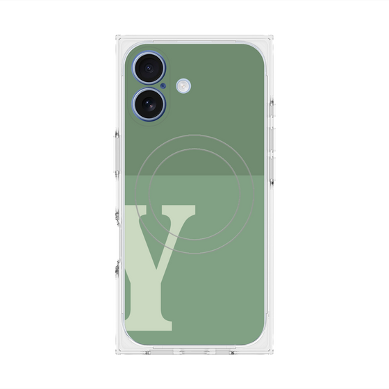 Premium Square Case with MagSafe［ Original - initial two tone - Y green ］