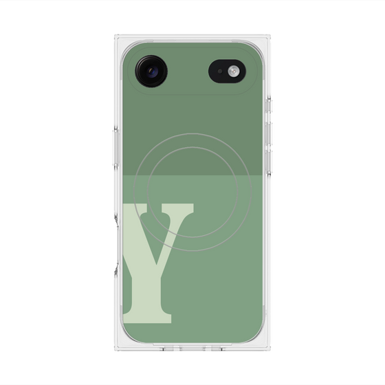 Premium Square Case with MagSafe［ Original - initial two tone - Y green ］