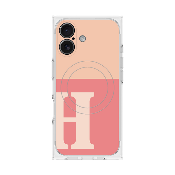 Premium Square Case with MagSafe［ Original - initial two tone - H pink ］