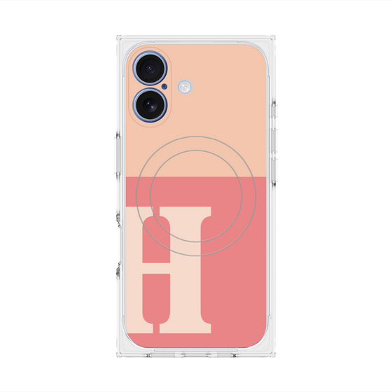 Premium Square Case with MagSafe［ Original - initial two tone - H pink ］