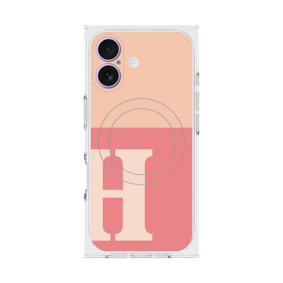 Premium Square Case with MagSafe［ Original - initial two tone - H pink ］