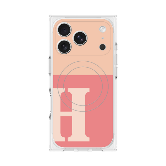 Premium Square Case with MagSafe［ Original - initial two tone - H pink ］