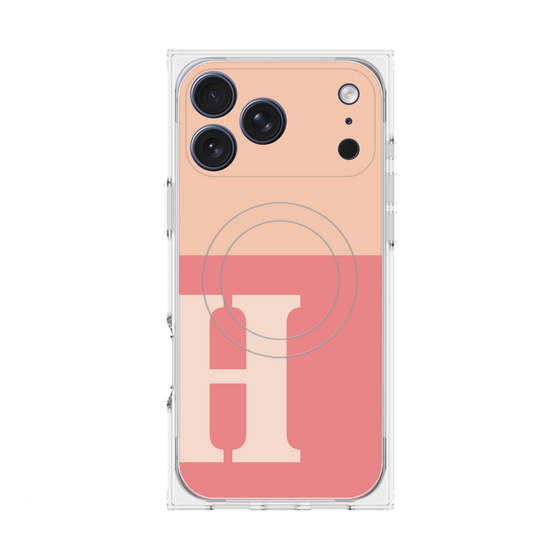 Premium Square Case with MagSafe［ Original - initial two tone - H pink ］