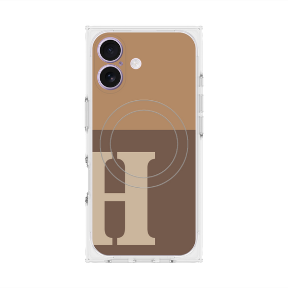 Premium Square Case with MagSafe［ Original - initial two tone - H brown ］