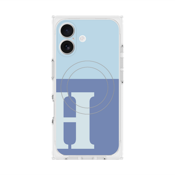 Premium Square Case with MagSafe［ Original - initial two tone - H blue ］