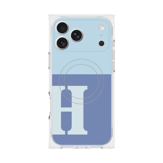 Premium Square Case with MagSafe［ Original - initial two tone - H blue ］