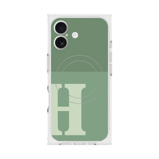 Premium Square Case with MagSafe［ Original - initial two tone - H green ］