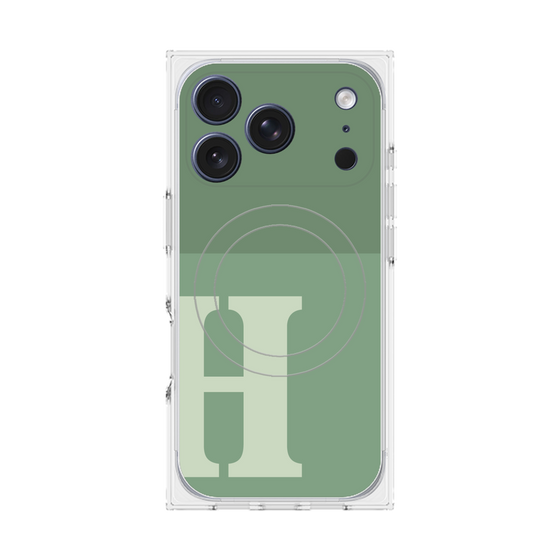 Premium Square Case with MagSafe［ Original - initial two tone - H green ］