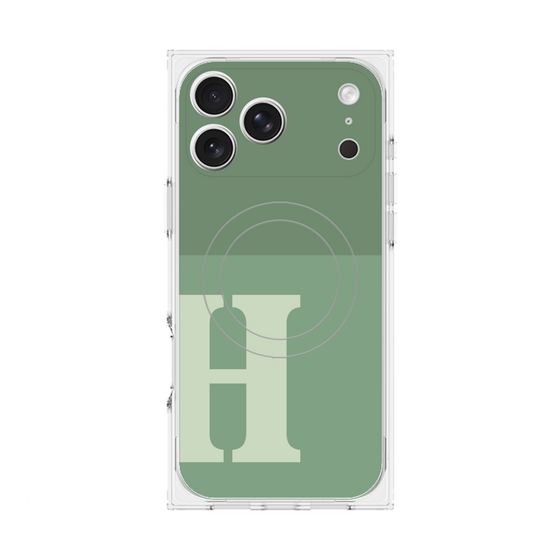 Premium Square Case with MagSafe［ Original - initial two tone - H green ］