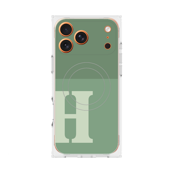 Premium Square Case with MagSafe［ Original - initial two tone - H green ］