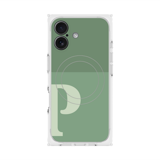 Premium Square Case with MagSafe［ Original - initial two tone - P green ］
