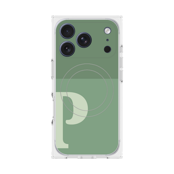 Premium Square Case with MagSafe［ Original - initial two tone - P green ］