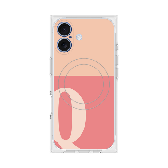 Premium Square Case with MagSafe［ Original - initial two tone - Q pink ］