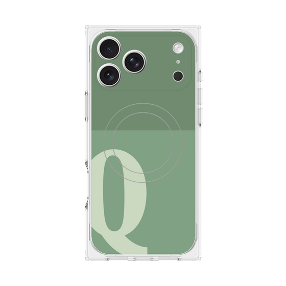Premium Square Case with MagSafe［ Original - initial two tone - Q green ］