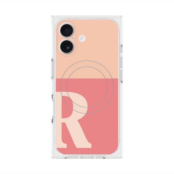 Premium Square Case with MagSafe［ Original - initial two tone - R pink ］