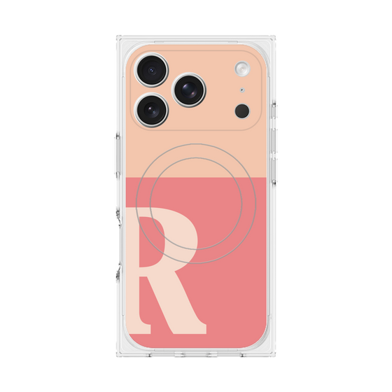 Premium Square Case with MagSafe［ Original - initial two tone - R pink ］