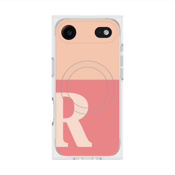 Premium Square Case with MagSafe［ Original - initial two tone - R pink ］