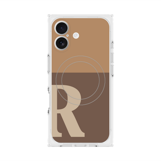 Premium Square Case with MagSafe［ Original - initial two tone - R brown ］