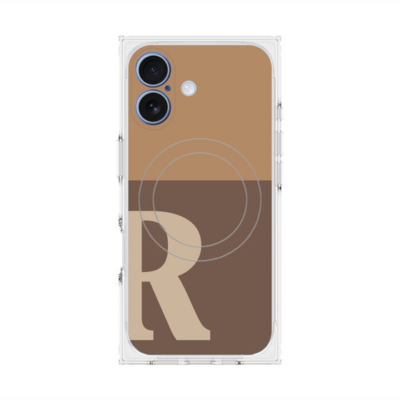 Premium Square Case with MagSafe［ Original - initial two tone - R brown ］