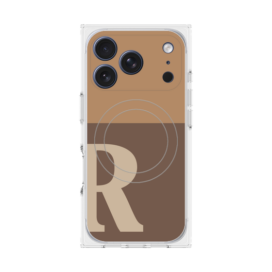 Premium Square Case with MagSafe［ Original - initial two tone - R brown ］