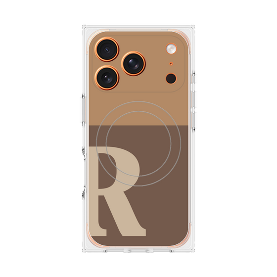 Premium Square Case with MagSafe［ Original - initial two tone - R brown ］
