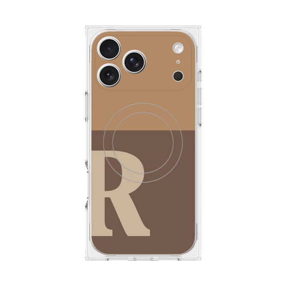 Premium Square Case with MagSafe［ Original - initial two tone - R brown ］