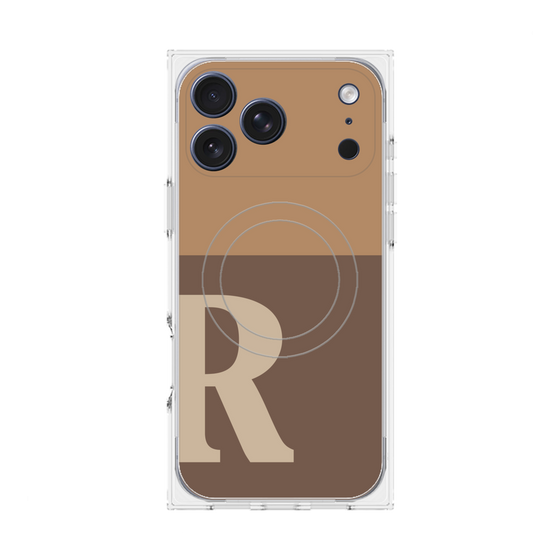 Premium Square Case with MagSafe［ Original - initial two tone - R brown ］