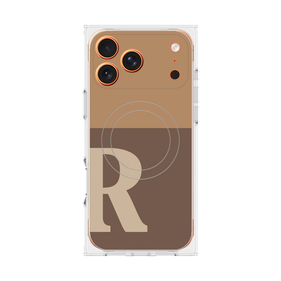Premium Square Case with MagSafe［ Original - initial two tone - R brown ］