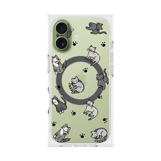 Premium Square Case with MagSafe［ Original - CASEPLAY Cat All-over Pattern - color ］