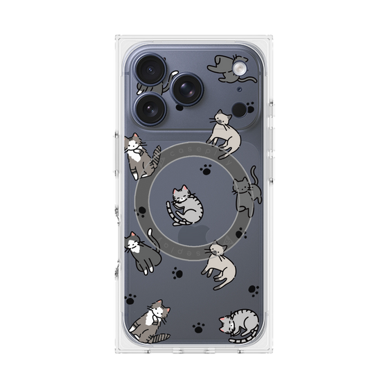 Premium Square Case with MagSafe［ Original - CASEPLAY Cat All-over Pattern - color ］