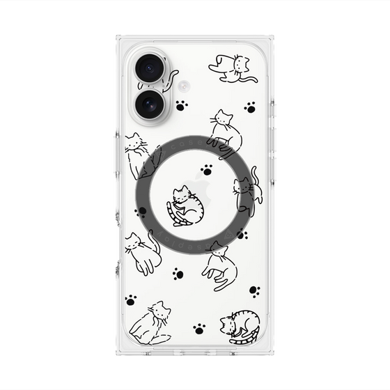 Premium Square Case with MagSafe［ Original - CASEPLAY Cat All-over Pattern - black ］