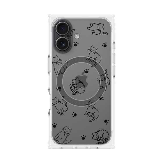 Premium Square Case with MagSafe［ Original - CASEPLAY Cat All-over Pattern - black ］