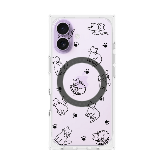 Premium Square Case with MagSafe［ Original - CASEPLAY Cat All-over Pattern - black ］