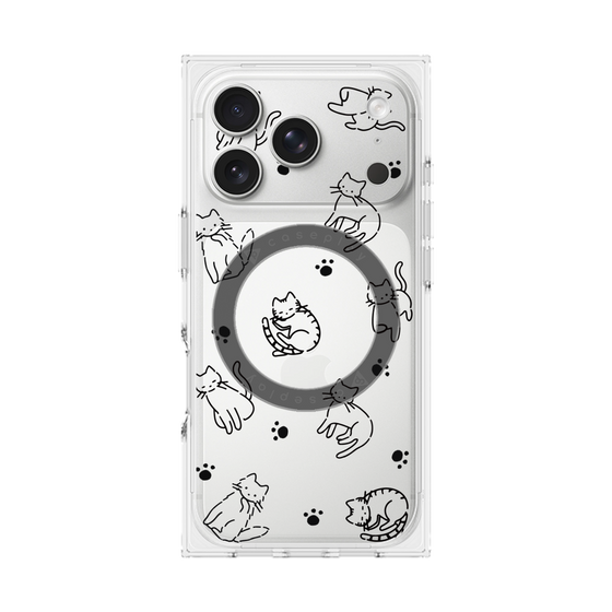 Premium Square Case with MagSafe［ Original - CASEPLAY Cat All-over Pattern - black ］