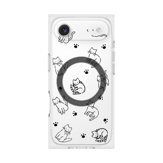 Premium Square Case with MagSafe［ Original - CASEPLAY Cat All-over Pattern - black ］