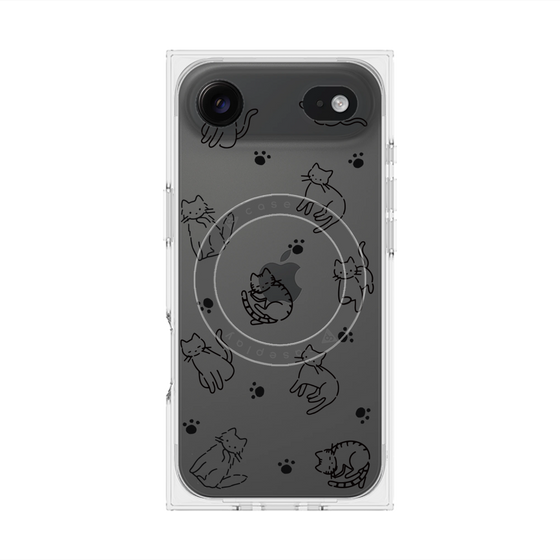 Premium Square Case with MagSafe［ Original - CASEPLAY Cat All-over Pattern - black ］